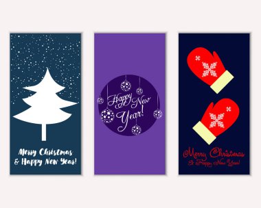 vektör çizim kış tatil tebrik kartları