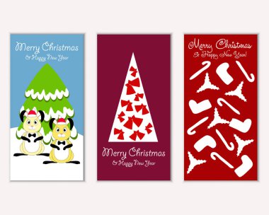 Mutlu Noeller ve mutlu yeni yıl tebrik kartları. Vektör çizim 