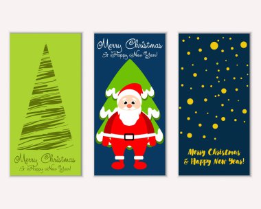 mutlu Noeller ve mutlu yeni yıl tebrik kartları vektör çizim     