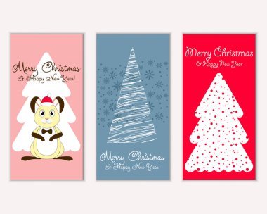 Renkli Noel kartları ile yeni yıl süslemeleri, illüstrasyon vektör