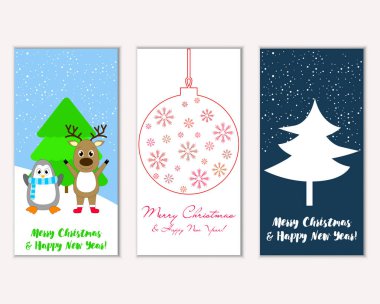 vektör çizim kış tatil tebrik kartları