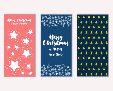 Mutlu Noeller ve mutlu yeni yıl tebrik kartları. Vektör çizim       