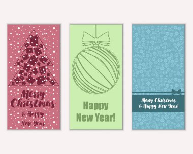 Renkli Noel kartları ile yeni yıl süslemeleri, illüstrasyon vektör