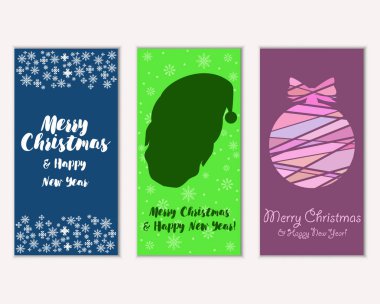 Renkli Noel kartları ile yeni yıl süslemeleri, illüstrasyon vektör