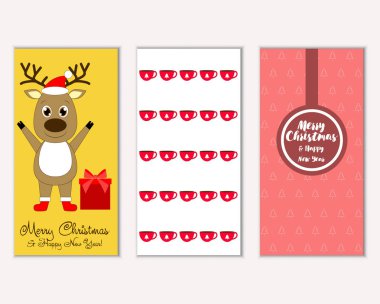 mutlu Noeller ve mutlu yeni yıl tebrik kartları vektör çizim