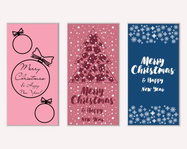 Renkli Noel kartları ile yeni yıl süslemeleri, illüstrasyon vektör