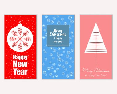 mutlu Noeller ve mutlu yeni yıl tebrik kartları vektör çizim
