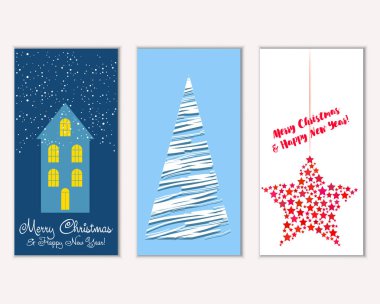 vektör çizim kış tatil tebrik kartları