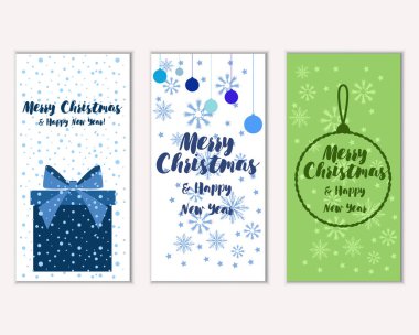 mutlu Noeller ve mutlu yeni yıl tebrik kartları vektör çizim      