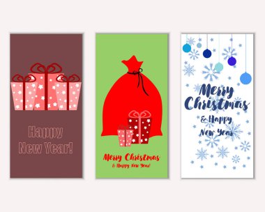 vektör çizim kış tatil tebrik kartları