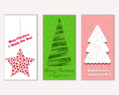 Mutlu Noeller ve mutlu yeni yıl tebrik kartları. Vektör çizim 