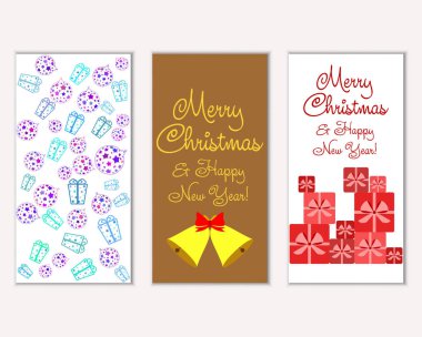 Mutlu Noeller ve mutlu yeni yıl tebrik kartları. Vektör çizim   