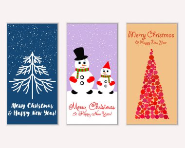 mutlu Noeller ve mutlu yeni yıl tebrik kartları vektör çizim