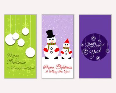 mutlu Noeller ve mutlu yeni yıl tebrik kartları vektör çizim