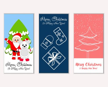 mutlu Noeller ve mutlu yeni yıl tebrik kartları vektör çizim