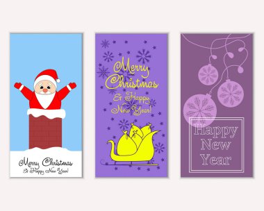 vektör çizim kış tatil tebrik kartları