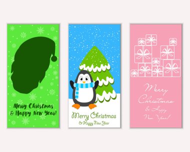 Renkli Noel kartları ile yeni yıl süslemeleri, illüstrasyon vektör