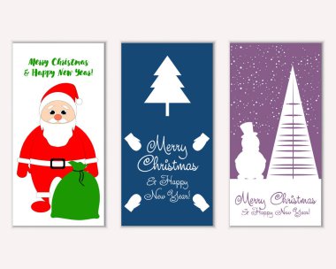 Renkli Noel kartları yılbaşı süslemeleri ve Noel Baba vektör çizim ile