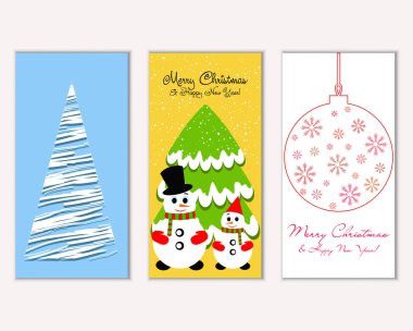 vektör çizim kış tatil tebrik kartları