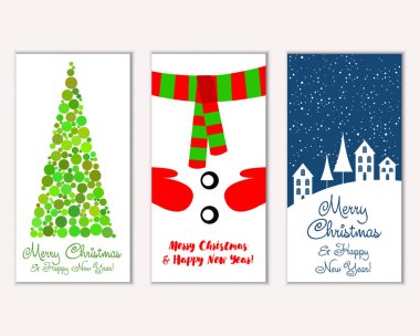 vektör çizim kış tatil tebrik kartları