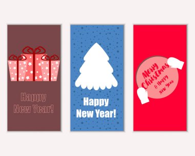 mutlu Noeller ve mutlu yeni yıl tebrik kartları vektör çizim      