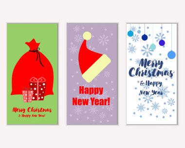 vektör çizim kış tatil tebrik kartları