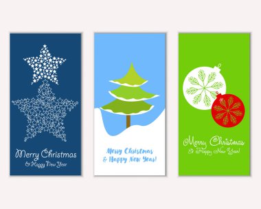 vektör çizim kış tatil tebrik kartları