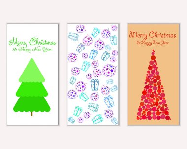 Mutlu Noeller ve mutlu yeni yıl tebrik kartları. Vektör çizim   