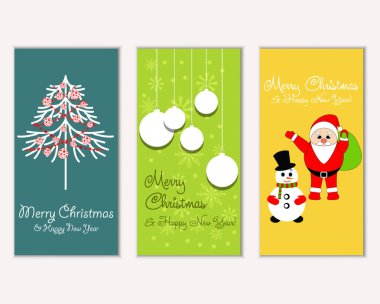 mutlu Noeller ve mutlu yeni yıl tebrik kartları vektör çizim