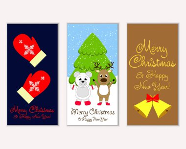 vektör çizim kış tatil tebrik kartları