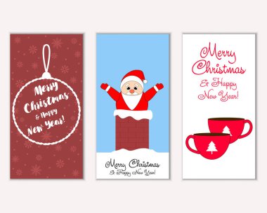 vektör çizim kış tatil tebrik kartları