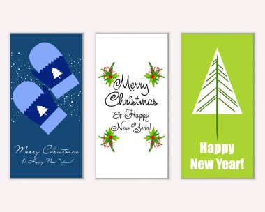 mutlu Noeller ve mutlu yeni yıl tebrik kartları vektör çizim