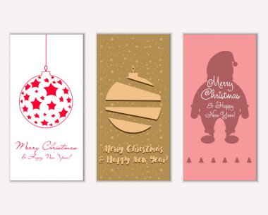 Mutlu Noeller ve mutlu yeni yıl tebrik kartları. Vektör çizim     