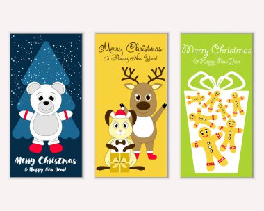 Renkli Noel kartları ile yeni yıl süslemeleri, illüstrasyon vektör