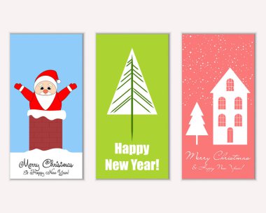 vektör çizim kış tatil tebrik kartları