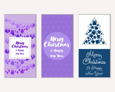 Renkli Noel kartları ile yeni yıl süslemeleri, illüstrasyon vektör