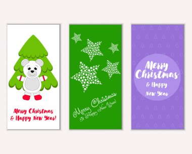 Mutlu Noeller ve mutlu yeni yıl tebrik kartları. Vektör çizim 