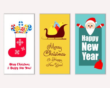 vektör çizim kış tatil tebrik kartları