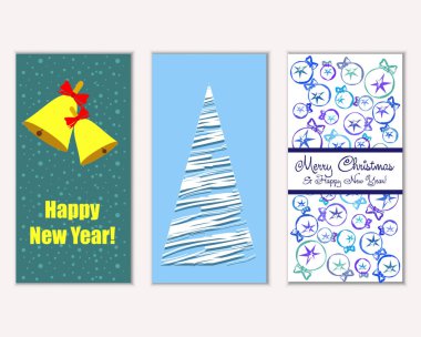 vektör çizim kış tatil tebrik kartları