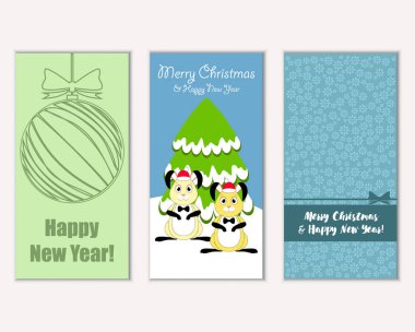 Renkli Noel kartları ile yeni yıl süslemeleri, illüstrasyon vektör