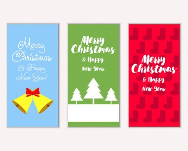 mutlu Noeller ve mutlu yeni yıl tebrik kartları vektör çizim