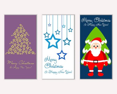 mutlu Noeller ve mutlu yeni yıl tebrik kartları vektör çizim