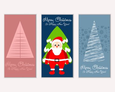 mutlu Noeller ve mutlu yeni yıl tebrik kartları vektör çizim     