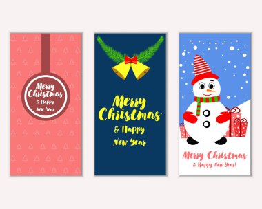 mutlu Noeller ve mutlu yeni yıl tebrik kartları vektör çizim       