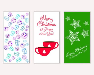 vektör çizim kış tatil tebrik kartları