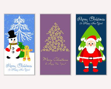 mutlu Noeller ve mutlu yeni yıl tebrik kartları vektör çizim