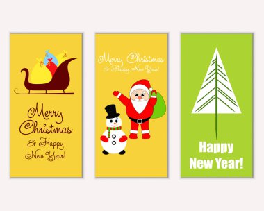 mutlu Noeller ve mutlu yeni yıl tebrik kartları vektör çizim
