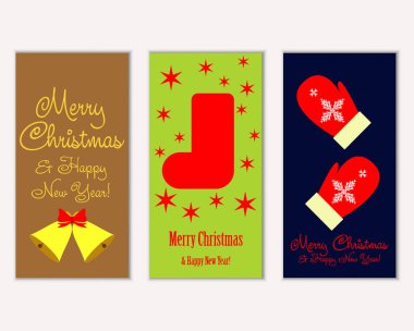 vektör çizim kış tatil tebrik kartları