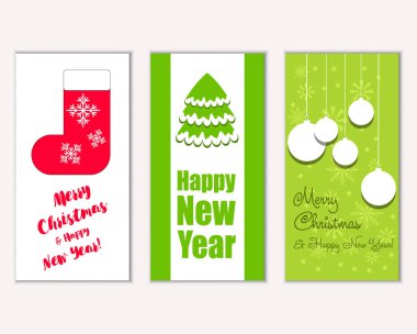 mutlu Noeller ve mutlu yeni yıl tebrik kartları vektör çizim
