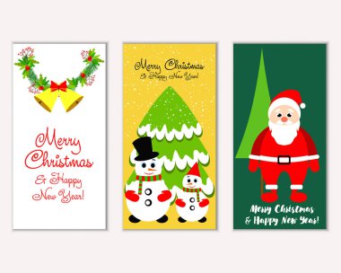 mutlu Noeller ve mutlu yeni yıl tebrik kartları vektör çizim
